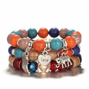 Bohemian multi colored 3 Pcs bracelet Set
